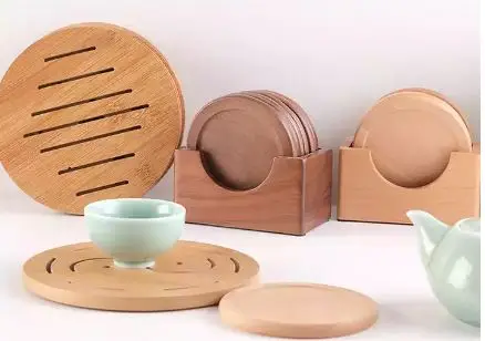 Wooden coaster non-slip cup mat square round solid wood tea cup holder Drink pot Tea Coffee Cup plain blank Wooden Coaster
