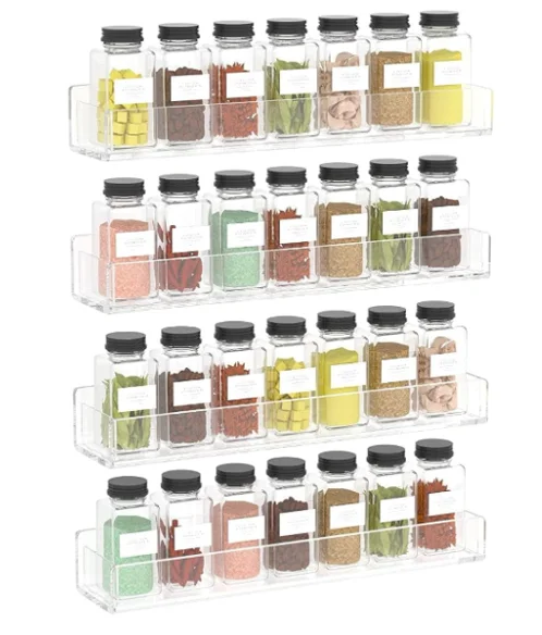 Wholesale Acrylic Clear Floating Shelf Modern Wall Mounted Floating Shelves Divider Display Organizer for Room Bathroom Kitchen