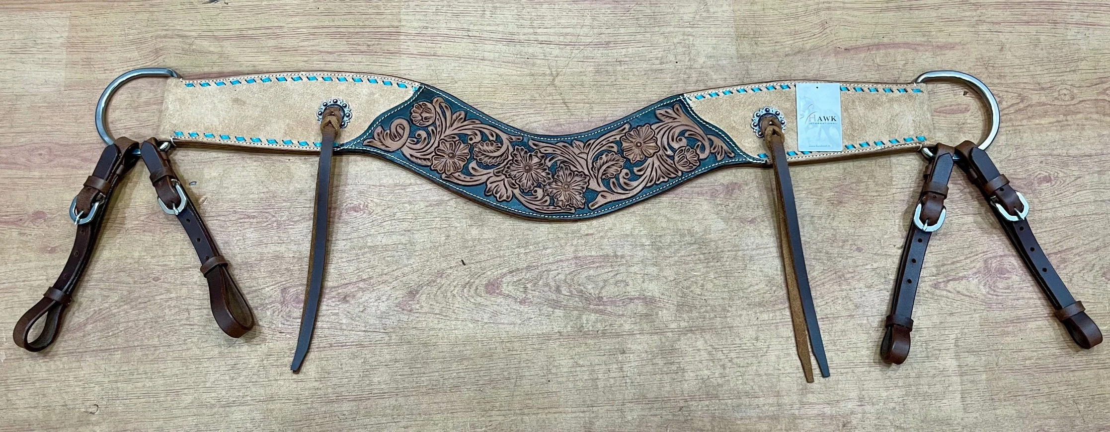 Wholesale Latest Design Tripping Collar Premium Quality Leather Horse Western Antique Rough Out Breast Carving and Tooled