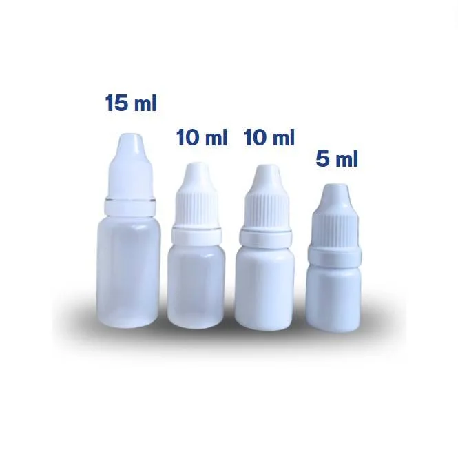 Eye Drop Bottle / Serum Plastic Bottle Sterilizable (Food Grade) Size 5 ml. With Natural, White or Green Cover Cap