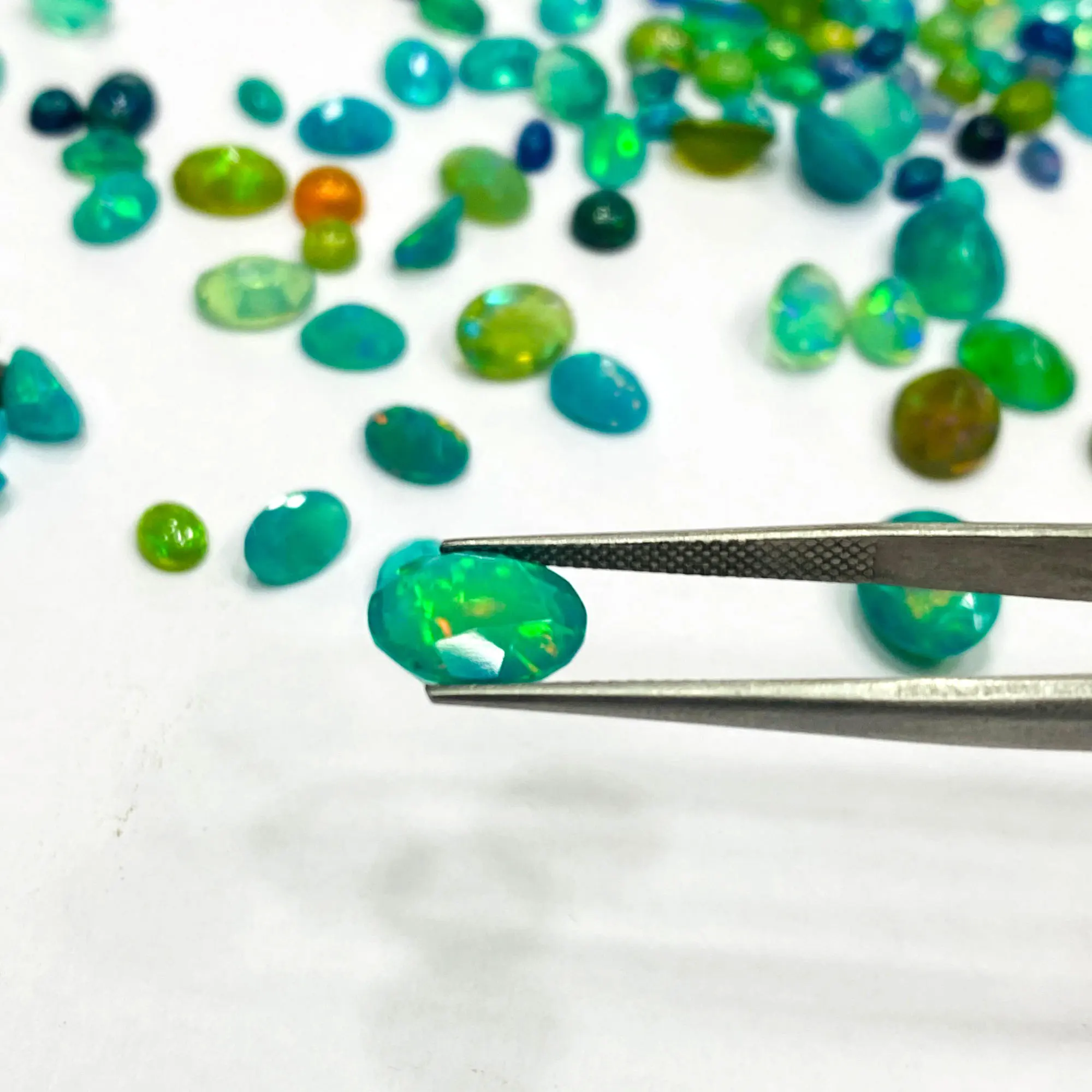 Wholesale Lot of Loose Blue-Green Natural Ethiopian Opal Gemstones 1-3ct Mix Shape IGI Certified for Jewelry Making Fire Play