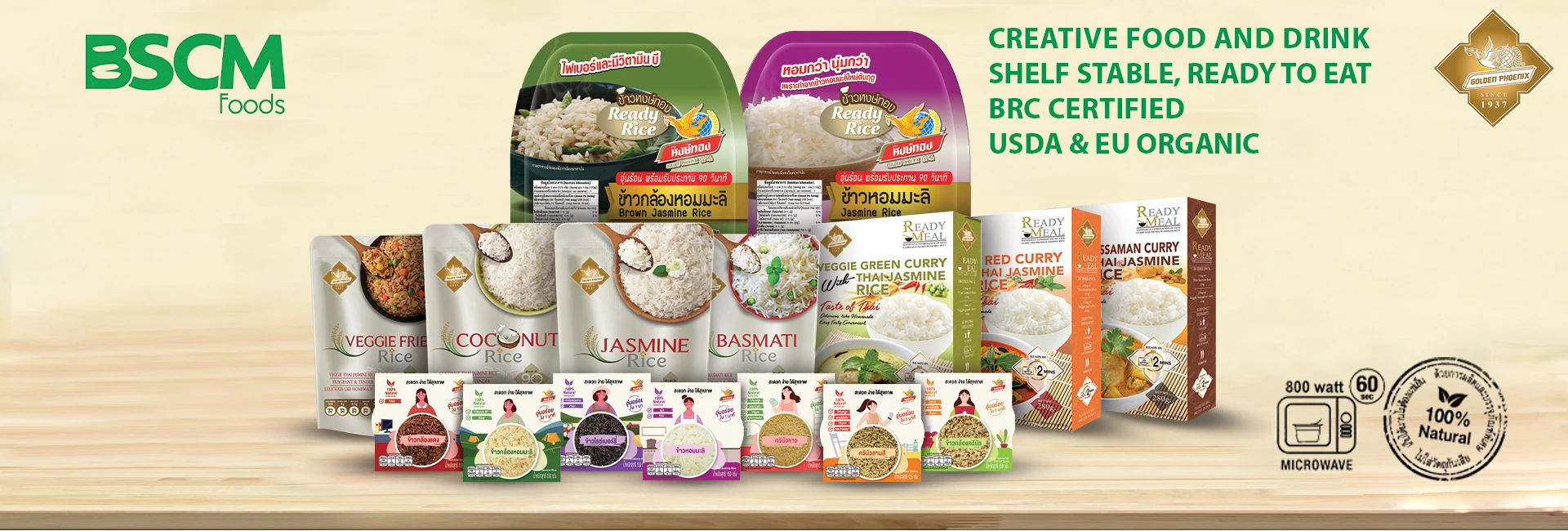 Jasmine Rice in Pouch Ready-to-Eat High Quality Best Price Supplier from Thailand 240g. Microwave Shelf Life 18 Month
