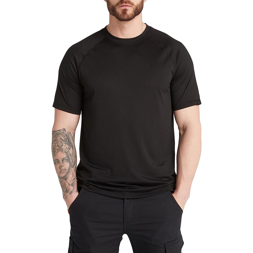 Индивидуальные 100% хлопковые Удобные однотонные черные мужские рубашки с коротким рукавом логотипом на заказ футболки