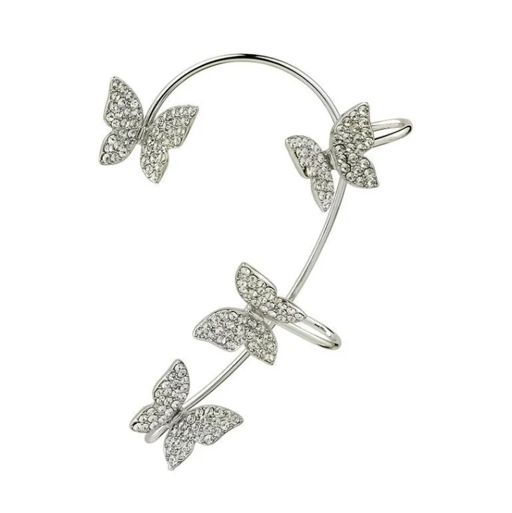 Temperament diamond butterfly ear hook