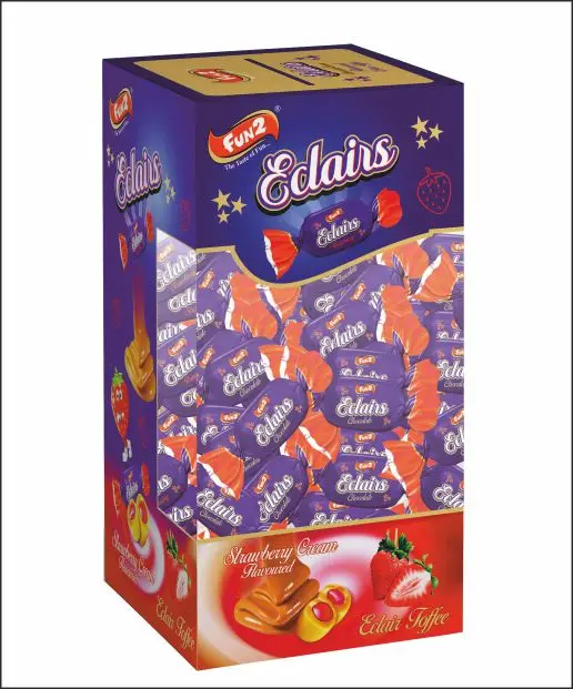 Eclairs Toffee - Premium Eclairs Center Filled Toffee - Chocolate Milk And Strawberry flavours wholesale candy