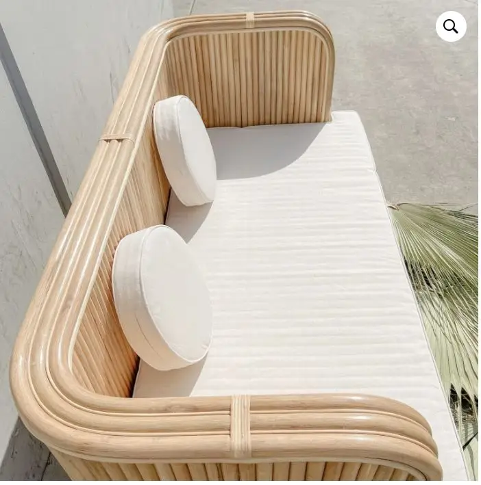 Unique Abstract Design Sectional Double Rattan Sofa Natural Woven Handmade for Living Rooms