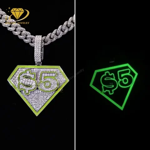 Moissanite Pendant 925 Gold Plated Moissanite Hip Hop Jewelry Custom Number Pendant Iced Out Vvs Moissanite Pendant