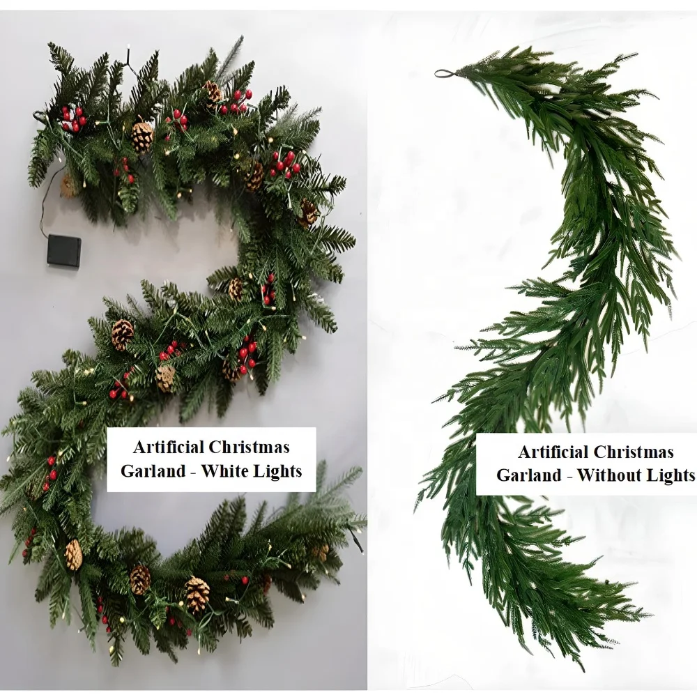 Bespoke simulated Norfolk real looking garland pine tree Christmas vines for home decor with light