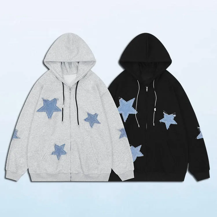 Custom cropped heavyweight hoodie 400 gsm vintage distressed embroidery patch applique cut and sew acid stone washed hoodies men