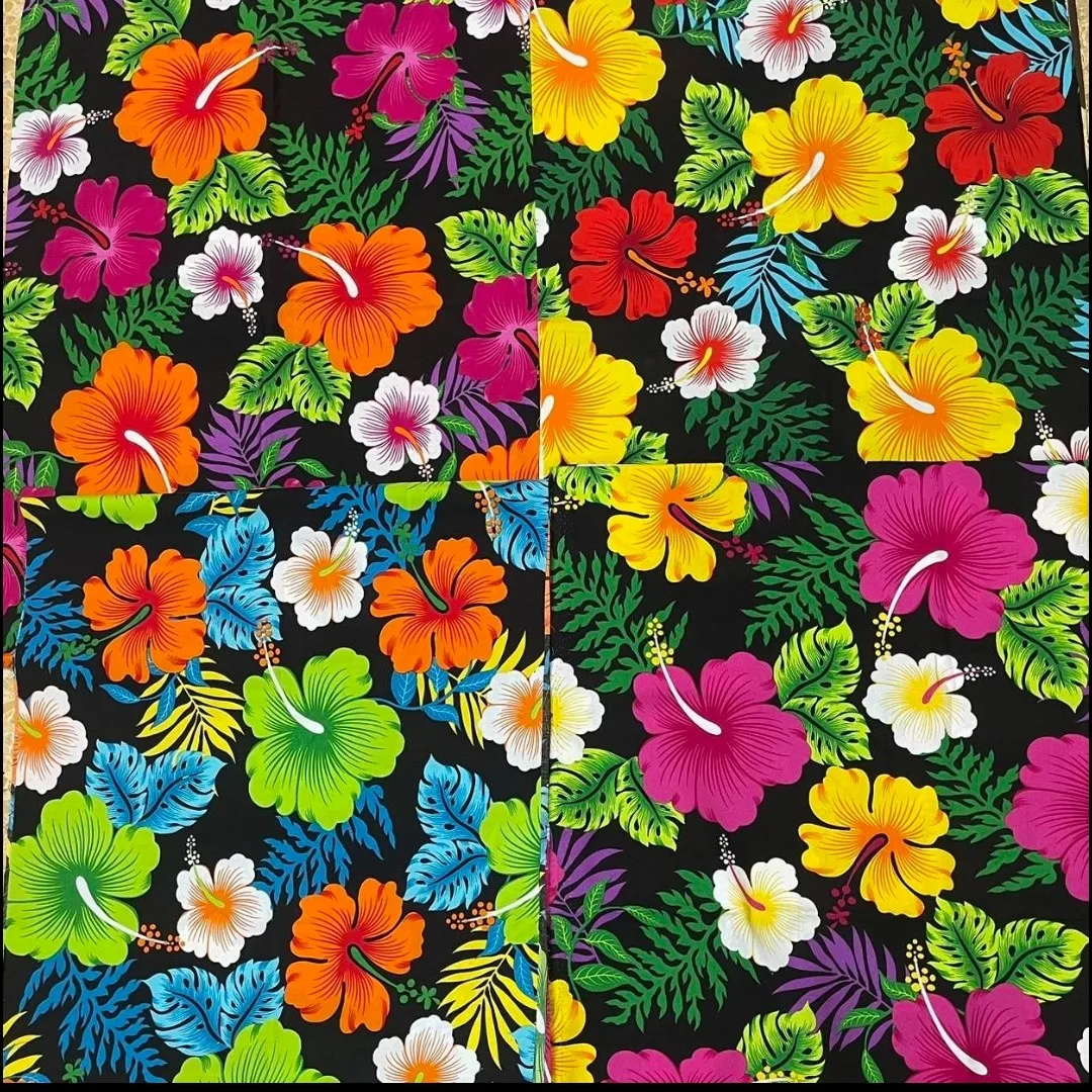 Яркие красивые Потрясающие и красочные Гавайские принты на хлопчатобумажной тканой ткани шириной 44 дюйма готовы к немедленной отправке
