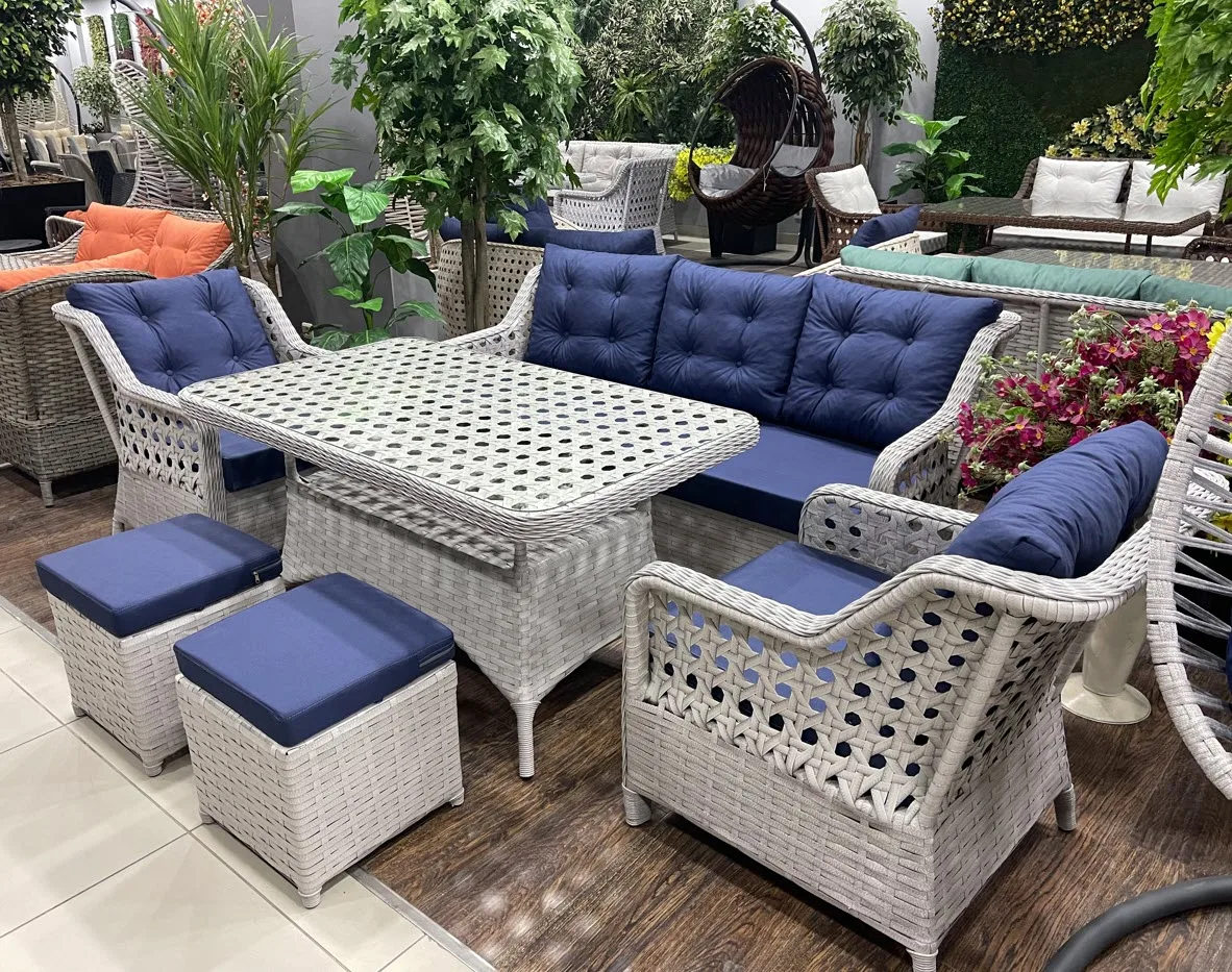 Rattan Garden Furniture Sofa Set with Rattan Sofa and Table Rattan Dining Furniture Set for Patio Outdoor Furniture