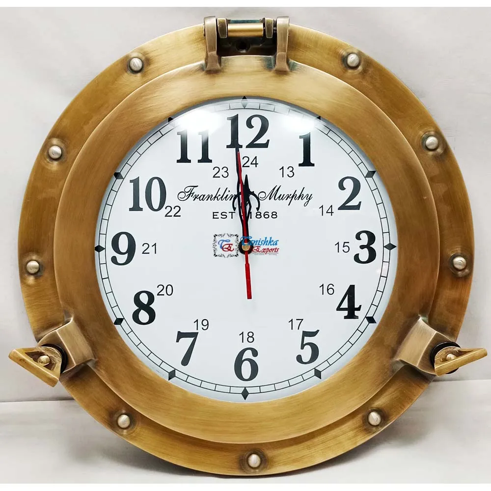 Морские морские часы с кораблем и лодками пляжные Стильные кварцевые настенные иллюминатор из алюминия Franklin & Murphy гравированный корабельный