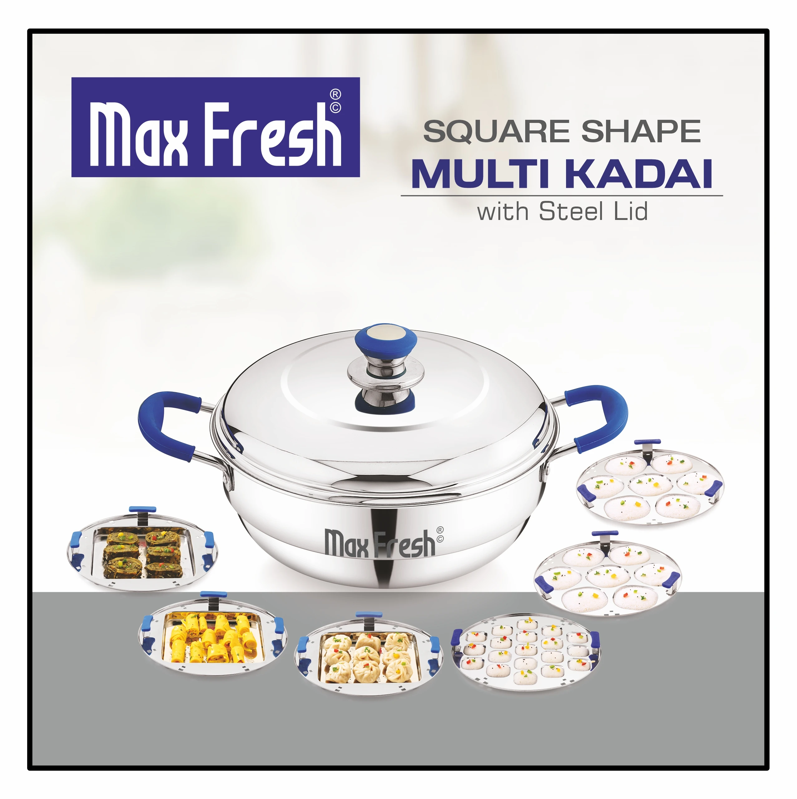 Maxfresh современное квадратное дно для сэндвича Multi Kadai подачи сразу 2 тарелок прочный металлический дизайн