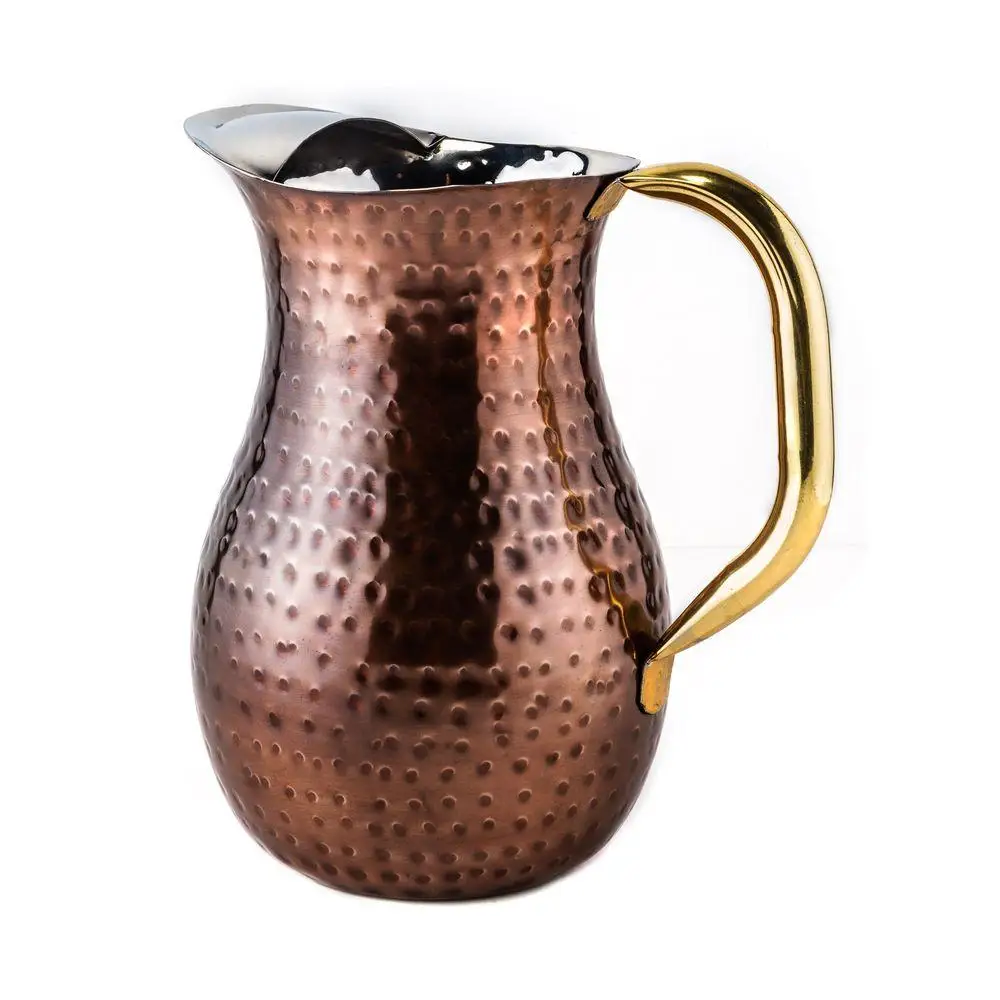 Hot selling reasonable price Drinking Water Pitcher Jug Decorative Water Serving Pitcher Pure Copper Pitchers jugs with Handle