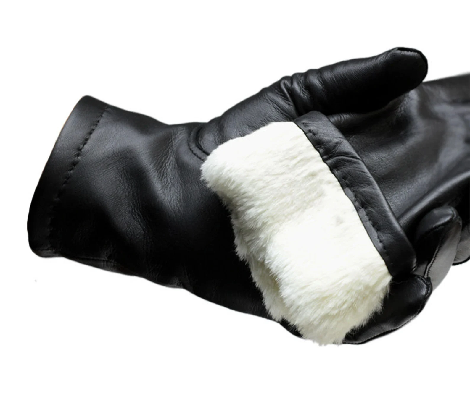 Fashion Women Winter Warm Suede Leather Touch Screen Glove Female Faux Rabit Fur Embroidery Plus velvet thick driving gloves