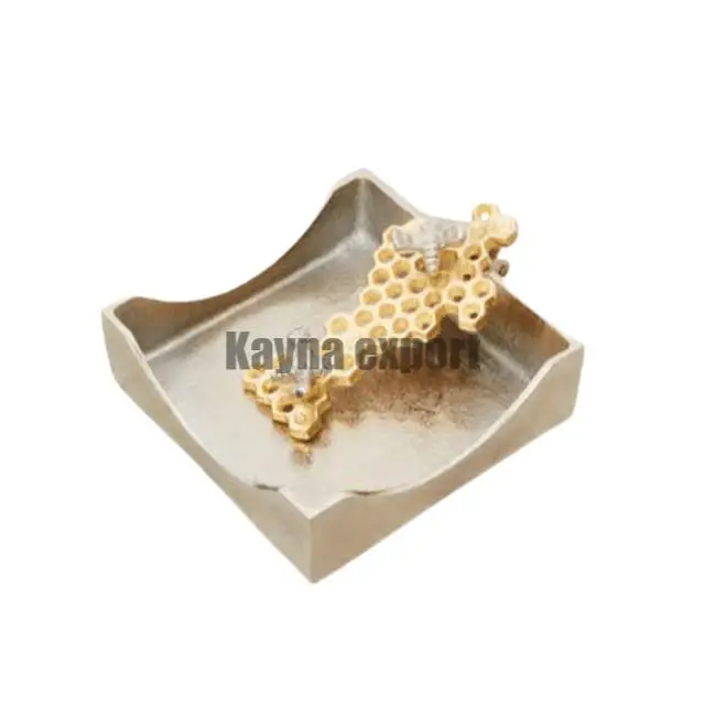 Wholesale luxury aluminum metal beautiful leaf design gold platted tissue holder stand