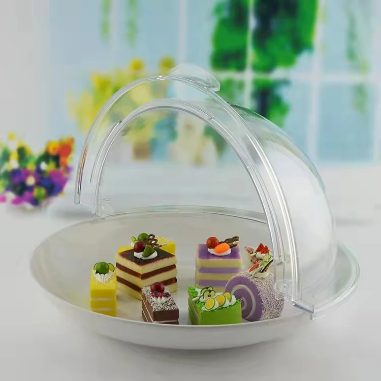 Plastic PC Clear Food Cover for Buffet Restaurant Buffet Roll UP Collapsible Glass Dome Food Cover