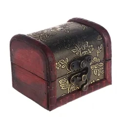 High Quality Mini Craft Wooden Pirate Jewellery Storage Box Case Holder Vintage Treasure Chest