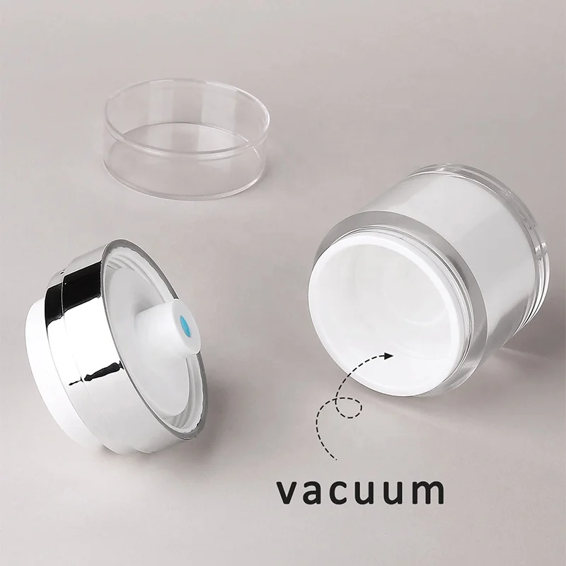 High-end Luxury Silver 50g Cosmetic Packaging Container Airless pump Jar for Cream Foundation