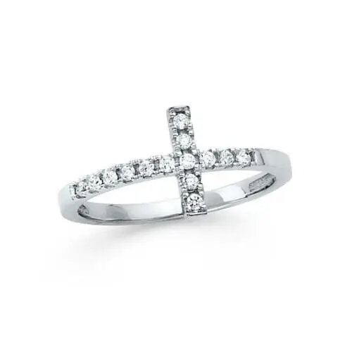 Women elegant Fashion Simulated diamond cubic zirconia 925 Silver Ring Wedding Jewelry 14k White Gold Plated