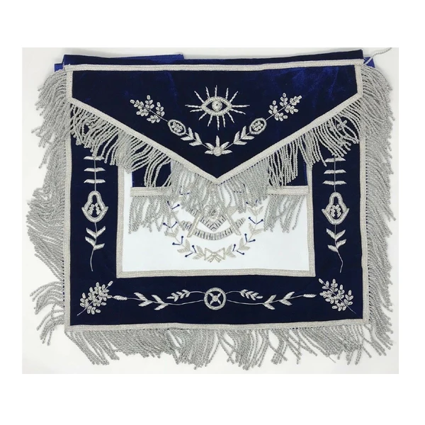 Set of 12 Aprons Masonic Regalia Blue Lodge Officers Aprons Machine Embroidered OFFICERS BLUE LODGE OFFICER  ROYAL BLUE MACHINE