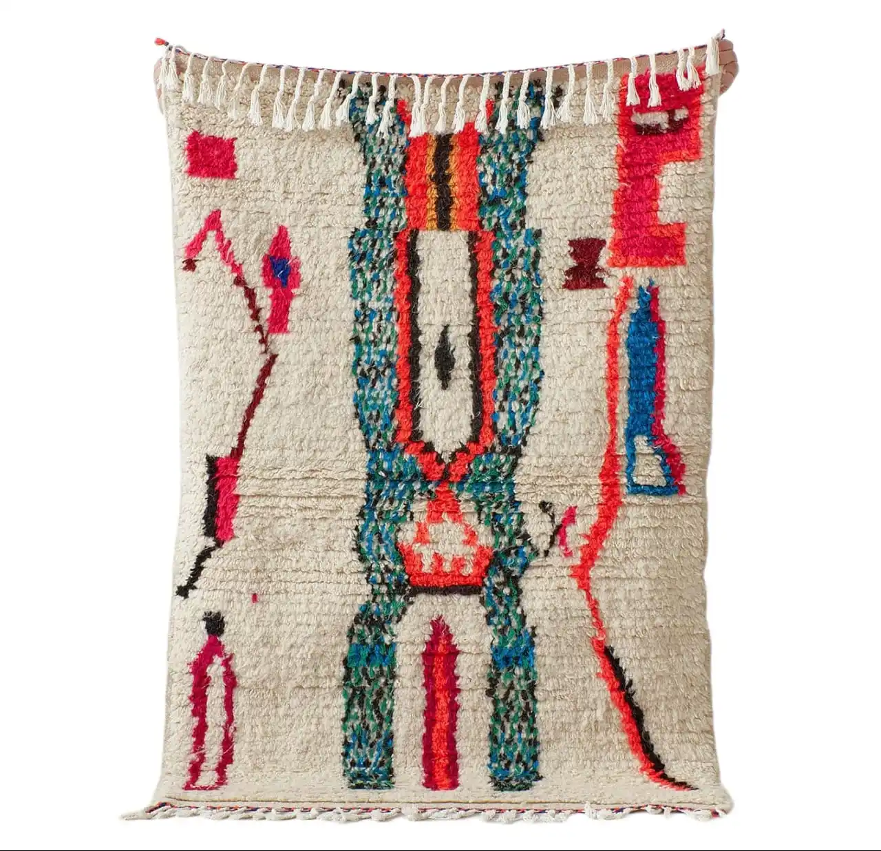 Handmade Authentic Moroccan Beni Ourain Rug Carpet , Azilal Rug, Tapis