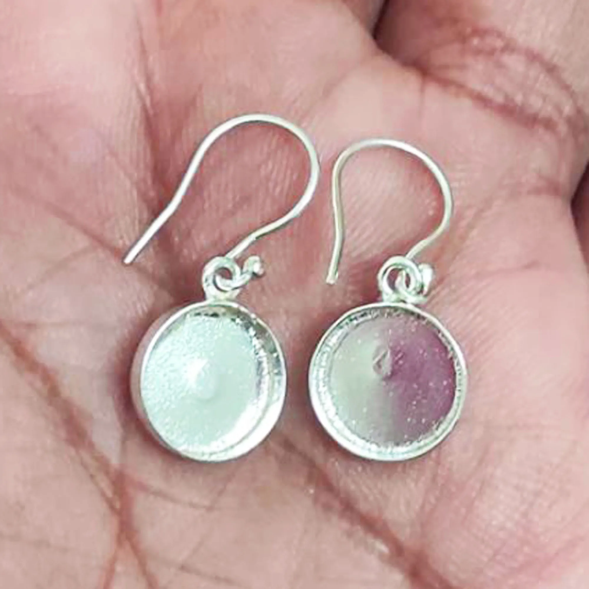 Good Quality Component Mounting Jewelry Setting Supply Manufacture Metal Round 4mm Bezel 925 Sterling Silver Cup Dangle Earring