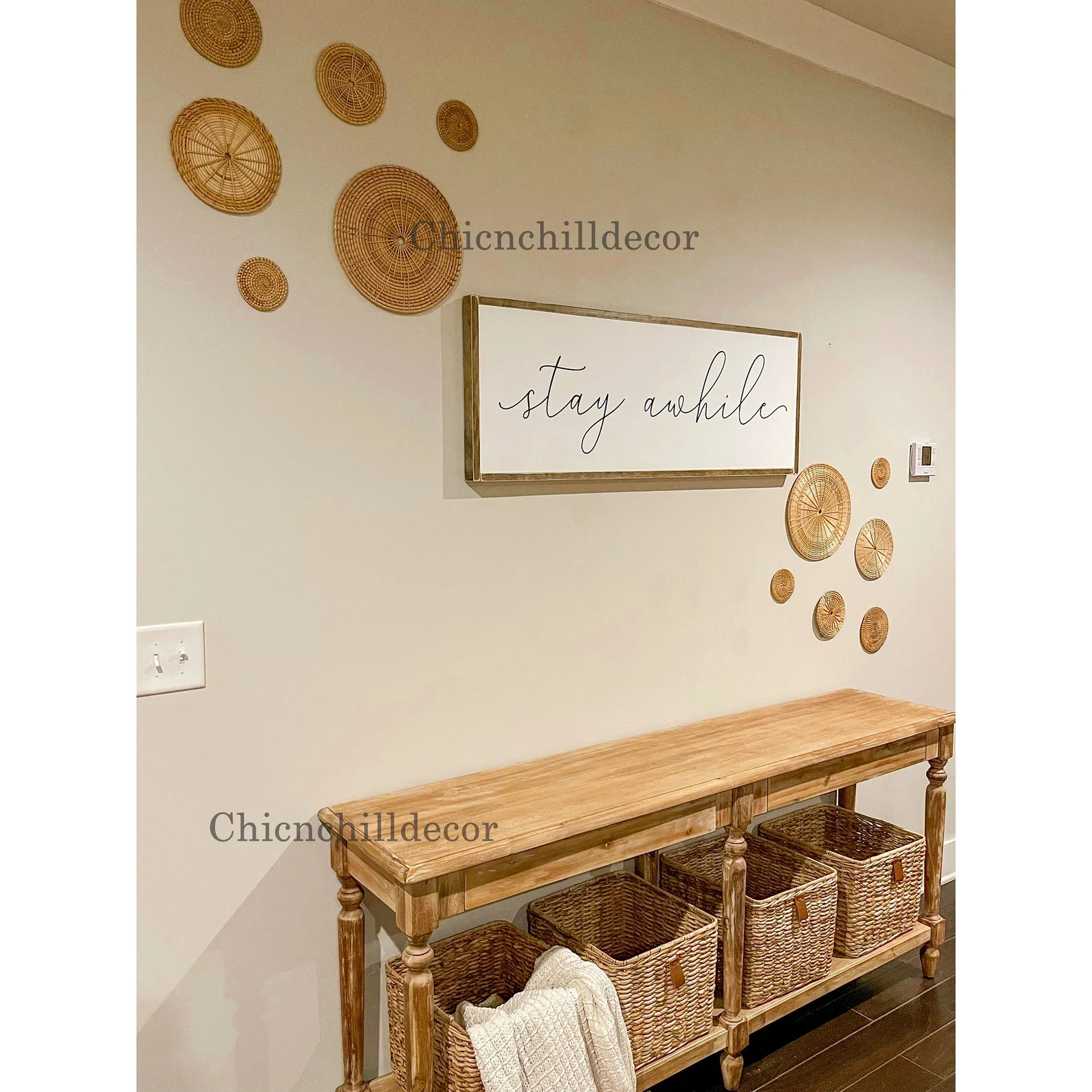 Set of 14 Boho Wall Decor, Seagrass Baskets Wall Decor Wicker Hanging Wall Basket, Natural Boho Wall Decor-Boho Decor Gift Idea