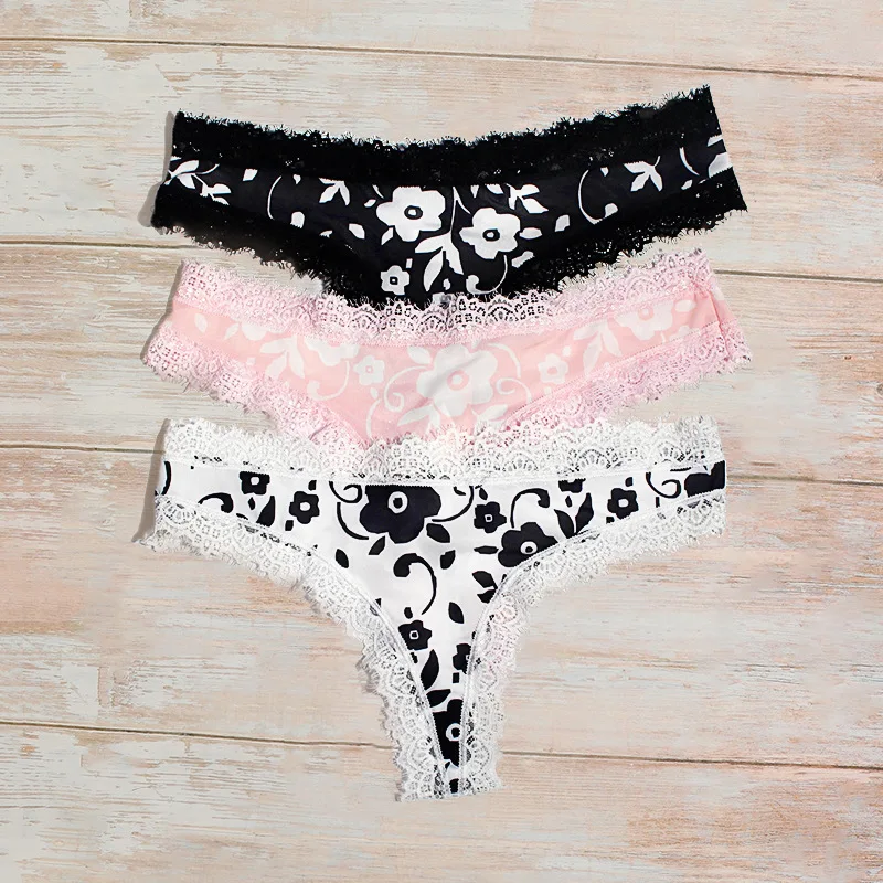 Women Secret Printed Cotton Panty Mixed Color Lace Thong Young Girl Cute Briefs