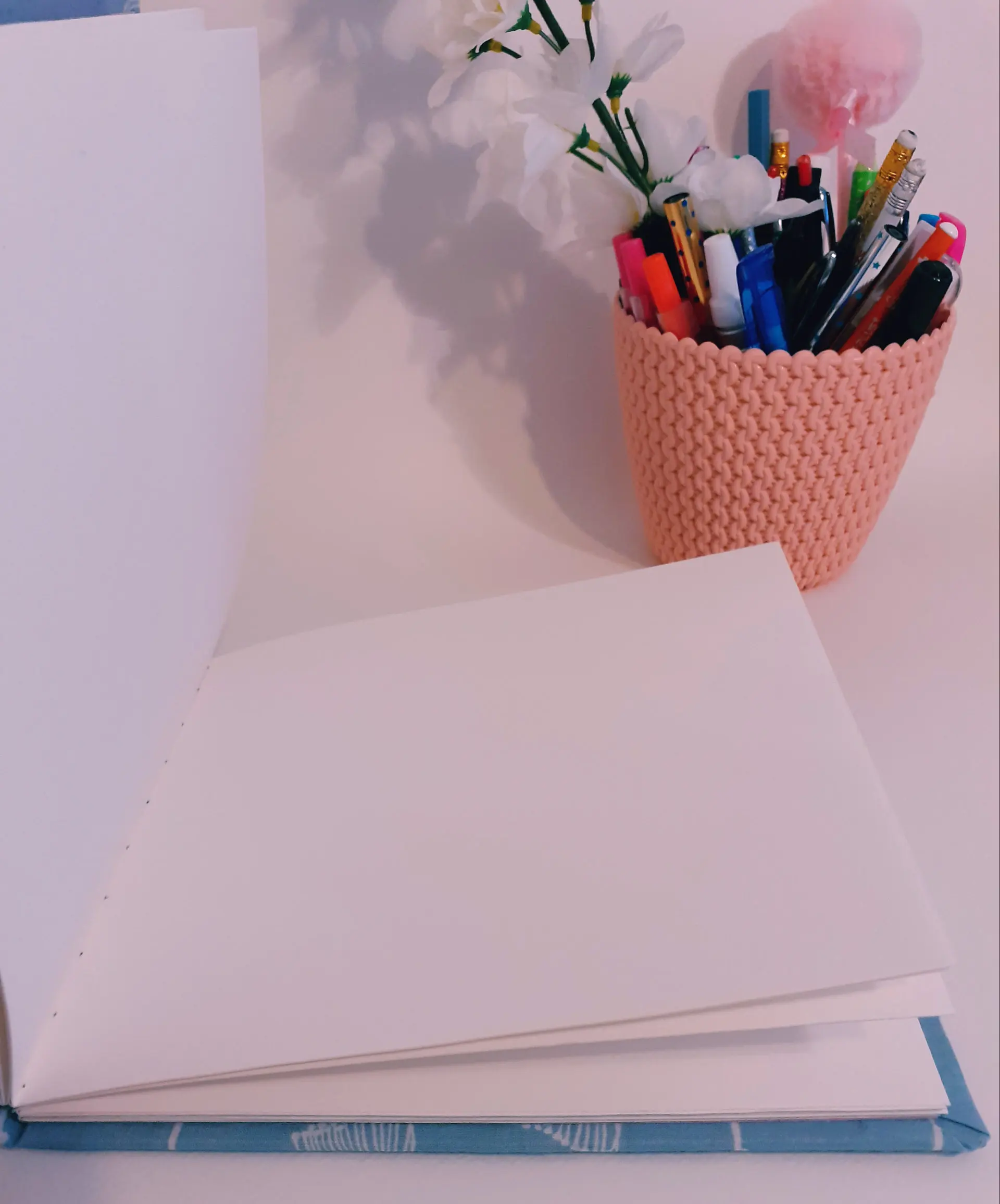 LABON Flower Print Pink And White Textile Cover Handmade Watercolor Paper Sketchbook