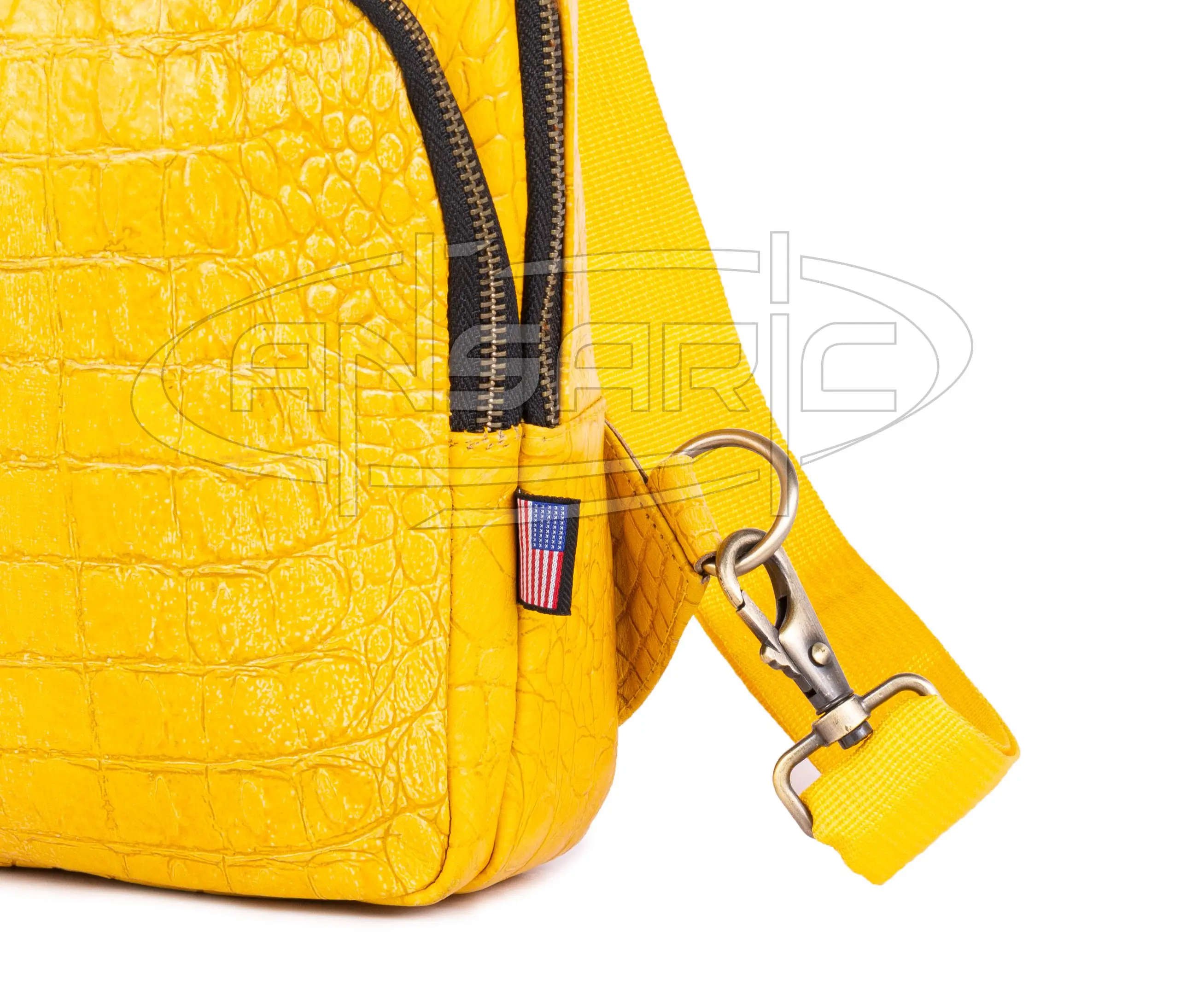 Genuine Cow Leather Embossed Crocodile Backpack Purse Travel Earphone Hole Cowhide iPad mini Crossbody Bag for Men and Women