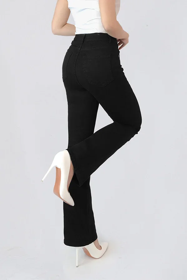 Casual Fashion Customized logo Casual Vintage Style Breathable Denim Skinny flared women jeans pants