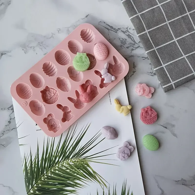 18 Hole Easter Egg Rabbit Silicone Mold DIY Candy Chocolate Cake Decoration Kitchen Baking Silicone Baking Tools