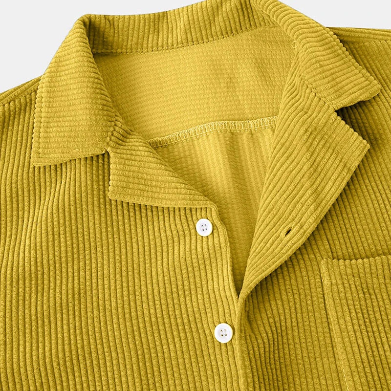 2024 New High Quality Lounge Wear Set Men Two Piece Short Sleeves Buttons Up Corduroy Shirt and Short Sets Man wholesale rate