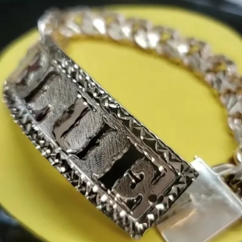 Однотонный изготовленный на заказ браслет 925 итальянского стерлингового серебра с алмазной огранкой Утяжеленный для мужских модных украшений