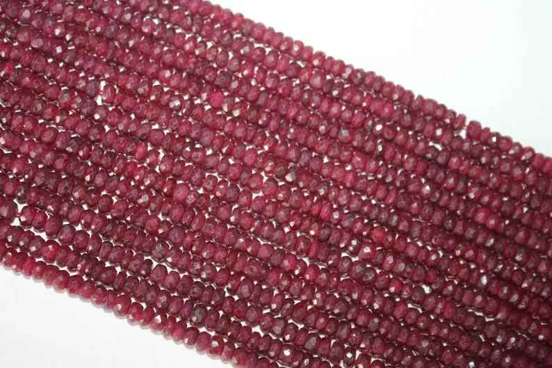 Hot Selling Beautiful Ruby Corundum Top Quality Beads For Jewelry Making Uses Beads Strands Manufacture in India By Exporters
