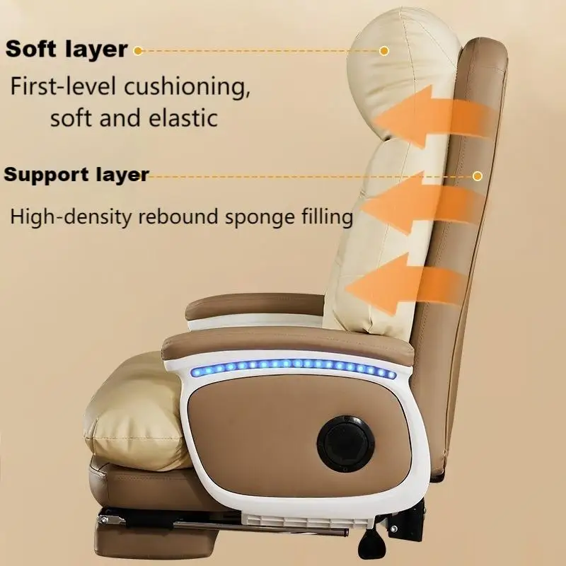 High Quality Boss Chair Multifunctional Massage Executive Chair Leather Seats Office Comfortable Reclining With Footrest