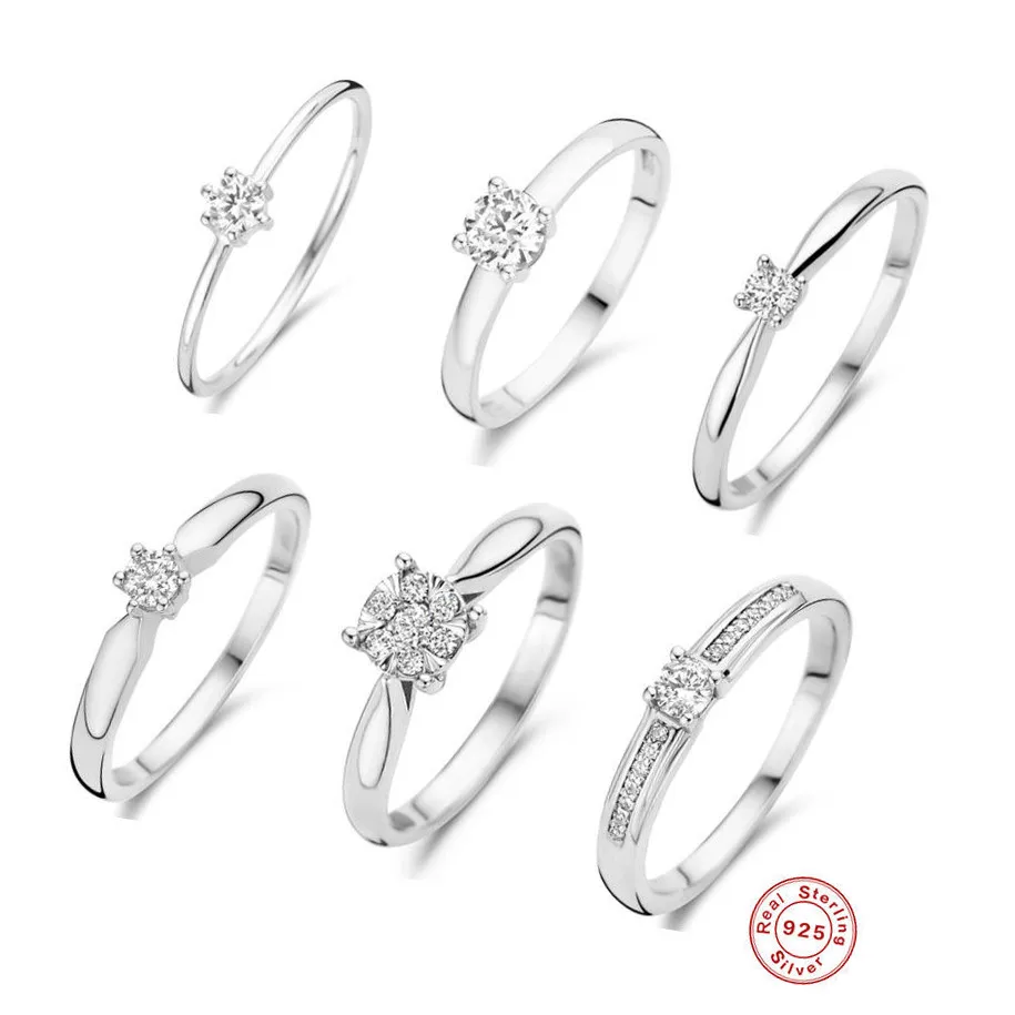 New Luxury Diamond 925 Sterling Silver Ring Female Ten Claw Wedding