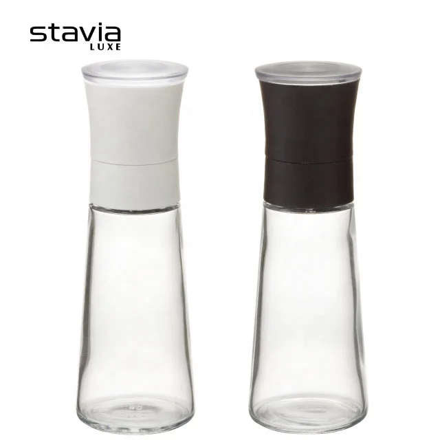 Compact salt & pepper mill glass cruet for home use , stavia luxe