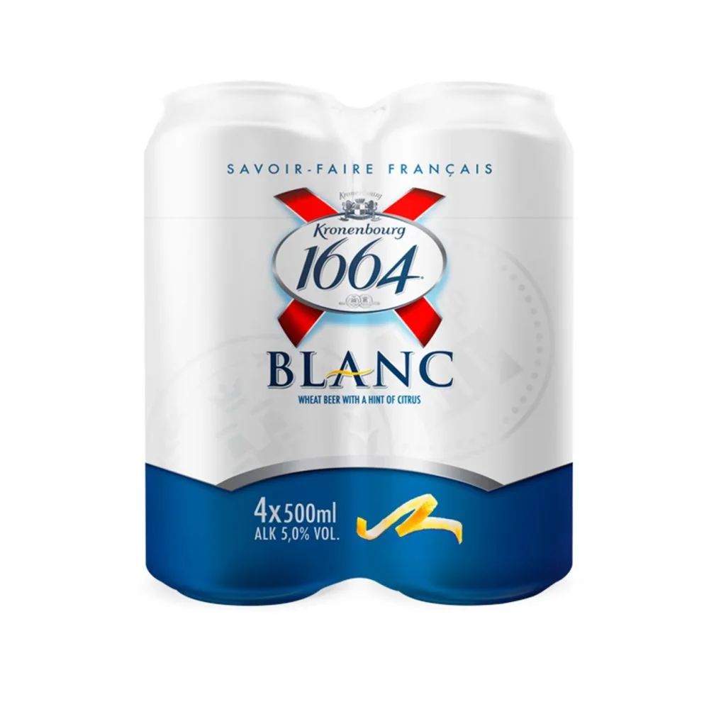 Качественное пиво Kronenbourg 1664 Blanc в синих бутылках