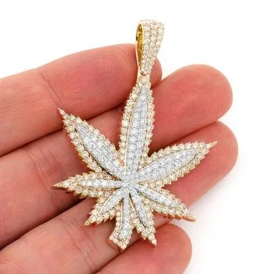 925 Sterling Silver Leaf Necklace Two Tone Moissanite Diamond Leaf Charm pendant VVS Diamond Women Necklace