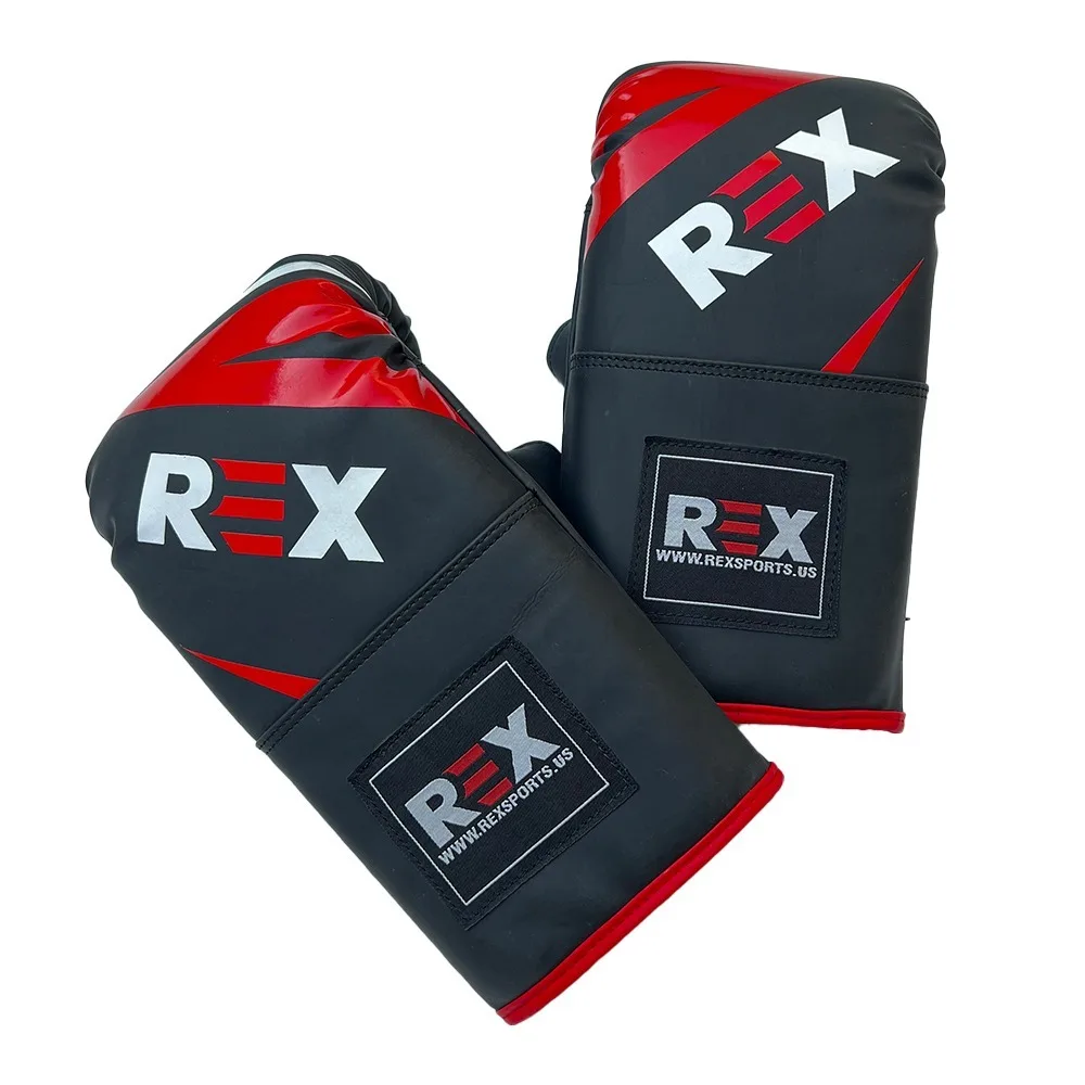 REX Custom Printed Boxing Bag Mitts Matte Black Artificial Leather Punching Gloves for Training 4oz, 6oz Fitness Mitts