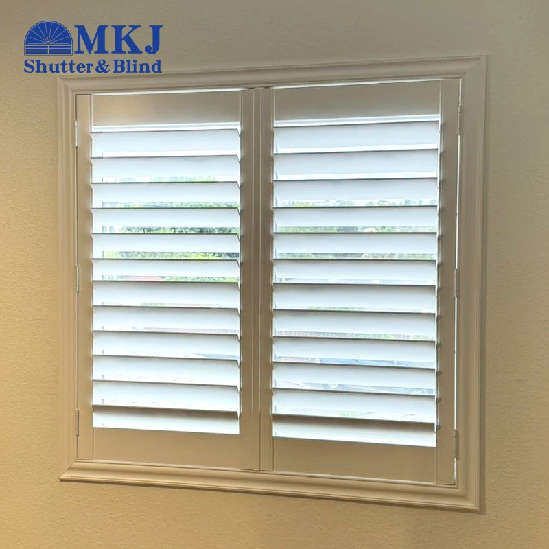 Modern Fashion PVC Plantation Shutters Interior Exterior Horizontal Blinds for Kitchen Windows Secure Louver Window Shutters