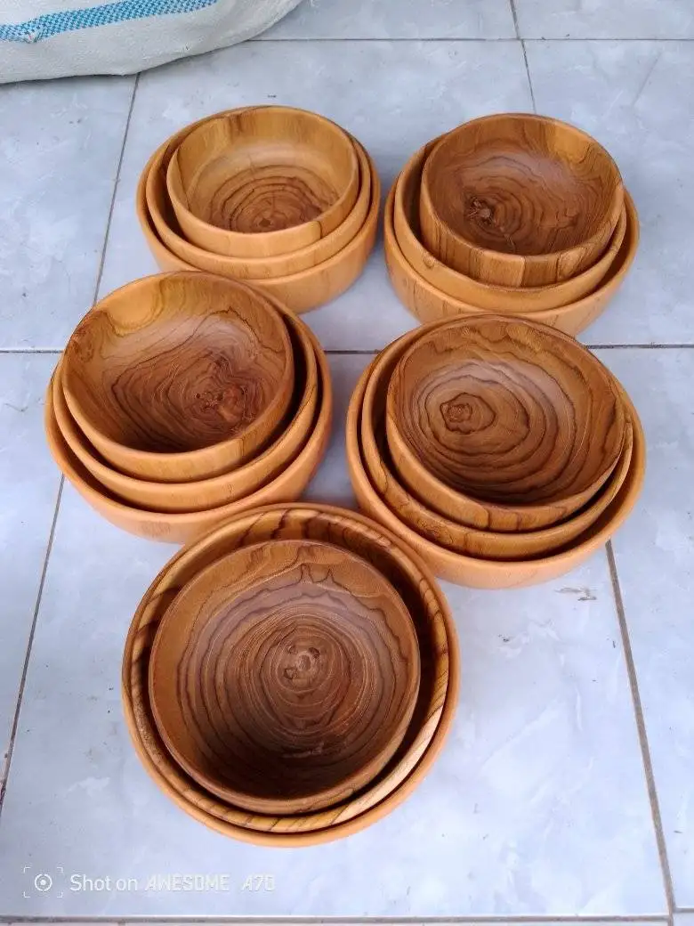 Handmade Teak Wooden Bowl from Bali Disposable Dinnerware & Tableware