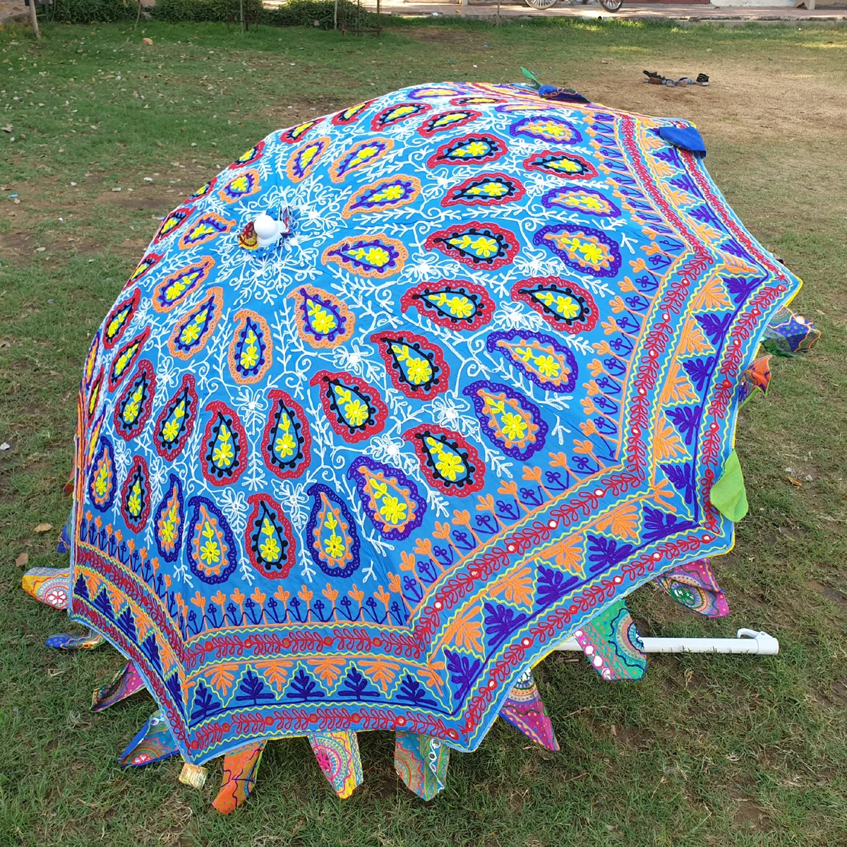 Indian handmade embroidered garden umbrella -INDIAN PARASOLS