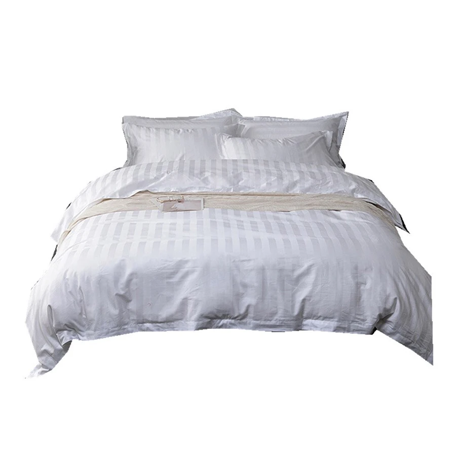 Top trending best selling manufactured design 100% Cotton Bedding Set Satin Fabric white bed sheet