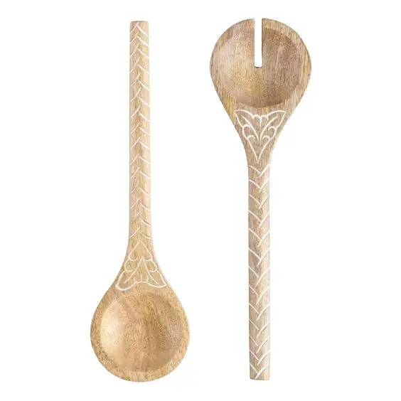 Bamboo Wood Spoon Set with Elegant Design Perfect for Home Kitchenware and Soup Dessert