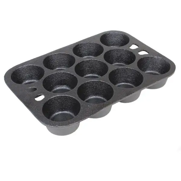 Pre-seasoned Cast Iron Cake Pan for Baking Biscuits - Mini Cake Pan (6 Cups Muffin Pan), Cast Iron Baking Cookware, Black