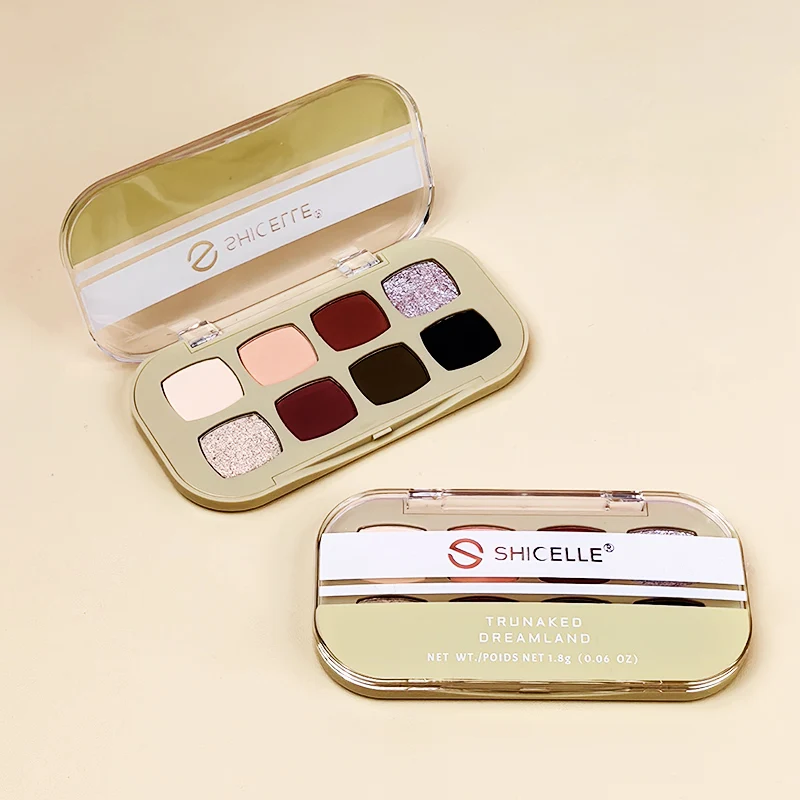 Maquillage 8 Color Green Box Metallic Glitter High Pigment Quality Eye Makeup Custom Eyeshadow Palette