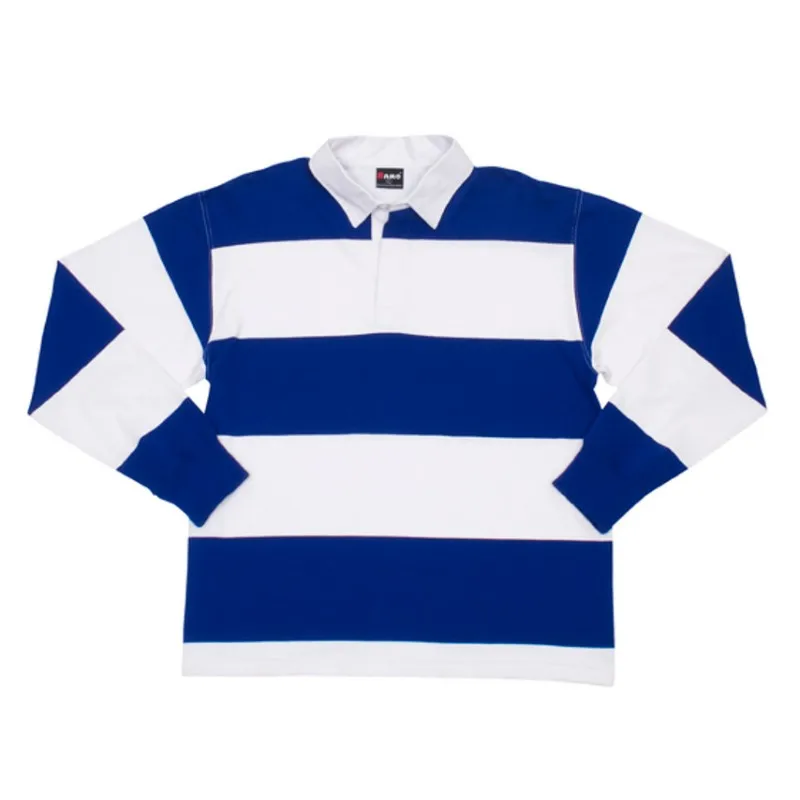 Wholesale custom striped rugby jersey adults kids fully dye sublimation printing polyester fabric long sleeve polo shirt